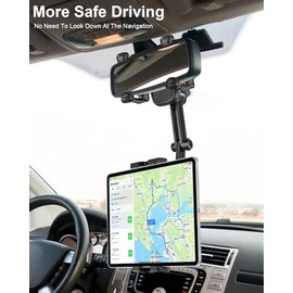 Soporte Tablet Espejo Retrovisor para Coche/Camión [Giratorio y Retráctil] Porta Móvil Carro Retrovisor 4 Esquinas Mejoradas para Pro Air Mini, Phone,