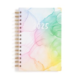 Blue Sky 2025 15-Month Weekly and Monthly Planner Calendar, October 2024 - December 2025, 5" x 8", Hard Cover, Laminated Tabs, Wirebound, Storage Pocket, Rainbow Ink (Rainbow Ink- 2025, 5" x 8")