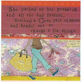 Curly Girl - Greeting Card - She packed up her potential and ...