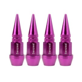 Senzeal 4X Long Impale Spike Style Polished Aluminum Tire Valve Stem Caps Purple