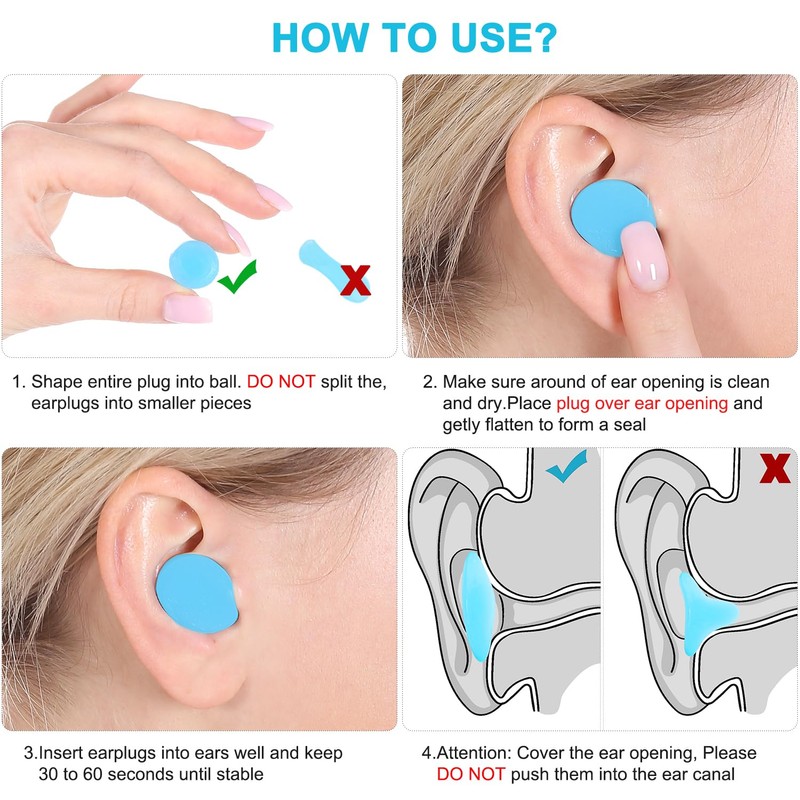 Ear Plugs for Sleeping, Waterproof Moldable Silicone EarPlugs for Sleeping