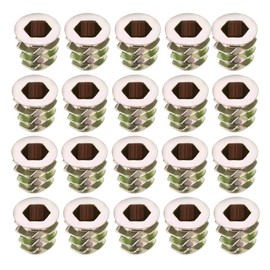 sourcing map Thread Insert Nut Zinc Alloy Hexagon Socket M5 Internal Thread 10 mm Long Pack of 20