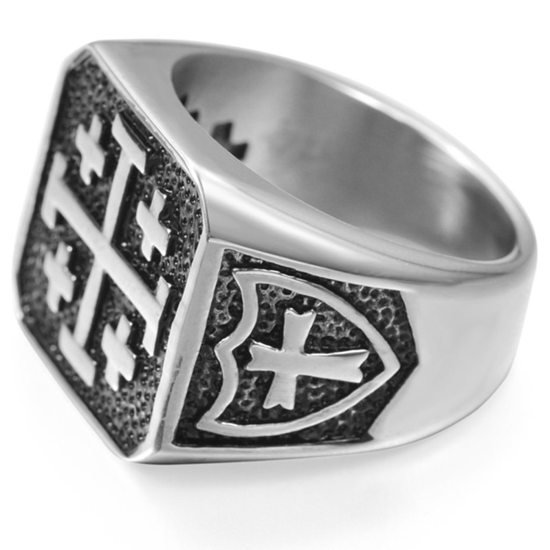 Stainless Steel Crusader Jerusalem Cross Ring (11)
