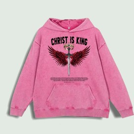 Christ Is King Graphic Hoodie 100% Cotton US Warehouse 6 ColorsColor: Red, Size: M