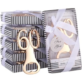 Wedding Party Favors Bottle Opener for Guests,60th Wedding Anniversary,60th Birthday Party Favor Bottle Opener Gift,for Wedding Decorations Party Supplies by WeddParty(Gold 60, 24)