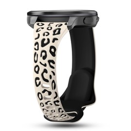 CUNUJIX Leopard Engraved Slim Silicone Watch Bands Compatible with Garmin Venu 3s/Vivoactive 4s/ Venu 2s/ Vivomove 3s /Forerunner 255S/265S, 18mm Cute Thin Soft Strap Wristband for Women Men