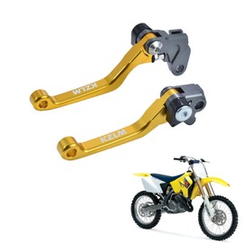 KZLM Motorcycle CNC Billet Foldable Brake Clutch Lever Pivot Handle for RM125 RM250 RM 125 RM 250 1996-2003 Pit Dirt Bike (Gold)