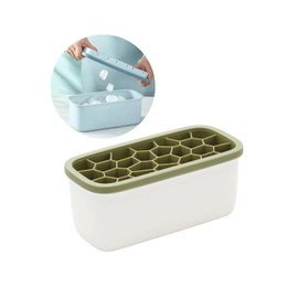 ZOPLM Large Ice Cube Trays with Lid & Container – 26 Silicone Mold, Stackable, Food-Grade PP & Silicone, Free Ice Scoop for Cocktails, Coffee, Iced Tea​(Durable & Easy Release Nordic Green)​​