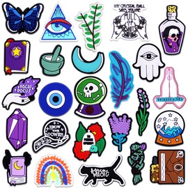 Yezmo 25PCS Witch Shoe Charms, Witch Shoe Charms Clog Decoration Charm Witchy Shoe Charms for Adults Kids Women Shoe Accessories for Lined Clog Birthday Christmas Gifts Party Favors