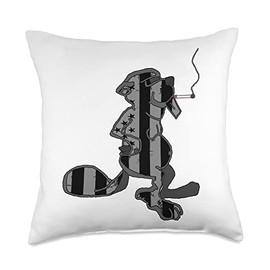 Smok'n'beaver Weathered American Beaver Throw Pillow, 18x18, Multicolor
