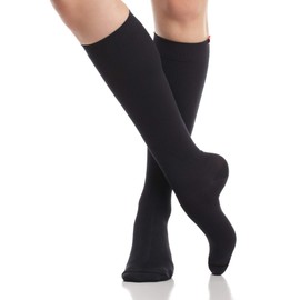 VIM & VIGR 30-40 mmHg Medical Grade Compression Socks for Women & Men (Black Solid Moisture Wick Nylon, Medium/Large (2))
