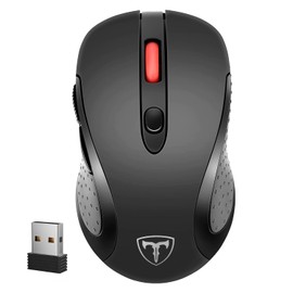 TERPORT F10 Mouse Inalámbrico 2.4G, Mouse Ergonómico de 2400 DPI con 6 Botones, Ratón Juegos de Reposamanos, 5 Niveles de DPI Ajustables, Receptor... 