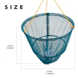 SF Portable Crab Drop Net with Net Bait Bag & Rope & Line Handle for Crabbing Catch Fish Prawn Crayfish Lobster (Set of 2, W30cm x H25cm)