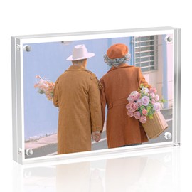 Sezanrpt Acrylic Photo Frames 3.5x5 Double Side Magnets Picture Frame, Magnetic Picture Frames for 3x4, 3x5, 3.5x4.5 photo, 10 + 10MM Thickness 1Pack