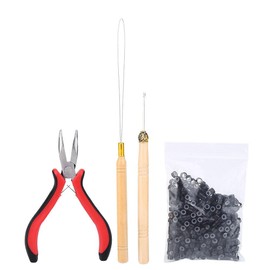 Micro Ring Set, 500 x Micro Ring Set Micro Rings Needle Pliers Tool Set Hair Extension Kit for Hair Extensions Accessories (Black)