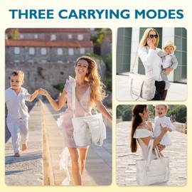 mommore Diaper Bag Tote with Stroller Organizer Large Capacity Baby Puffer Bag 3 Pcs with Changing Pad for Travel, Hospital