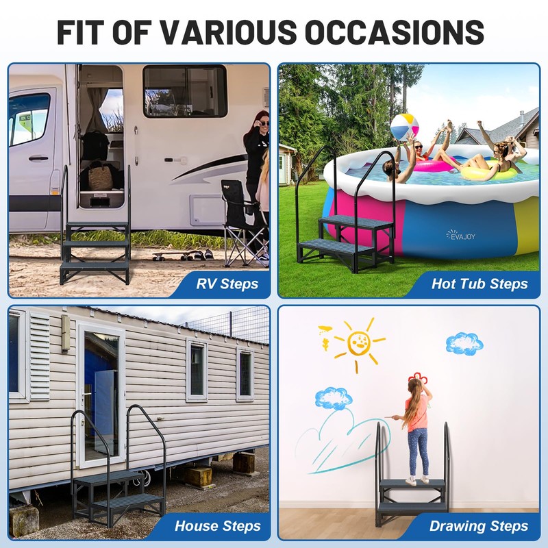 RV Steps Spa Steps with Handrail - 2 Step Hot