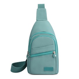 FOLOVEYA Chest Bag for Women Stylish Shoulder Bag Crossbody Bag Casual Sling Bag Anti-Theft Shoulder Backpack Small Backpack Polyester for Travel Hiking Running, Green