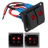 Rocker Switch Panel 2 Gang On Off Pre Wired Red