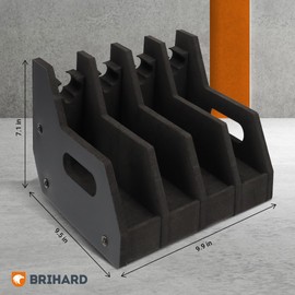 Brihard Advanced Foam Pistol Rack (4 Holders) - Short Gun Rack, Space-Saving Firearms Holder, Gun Safe Organizer, Handgun Stand for Gun Cabinet, Gun Safe Accessory