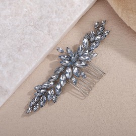 Teyglen Crystal Bridal Hair Comb Full Rhinestone Hair Piece Bride Wedding Hair Comb Sparkly Rhinestone Headpiece Party Prom Hair Accessories for Women (Mint blue)