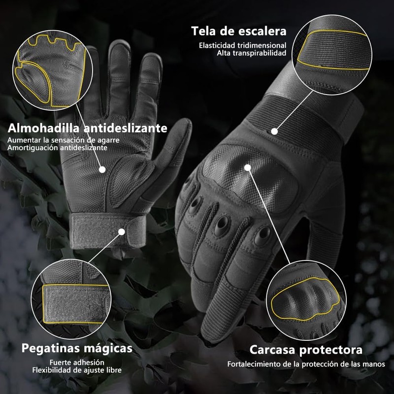 Guantes para Motociclista con Pantalla Táctil, Protección Articular Cuero Antideslizantes
