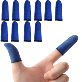 LUYING Hand Sweat, 10 Piece Finger Sack, Smartphone Game, Carbon Fiber, Smartphone Gaming, Easy to Use, Touch Feel, Comfortable, Quick Drying, Ultra Thin, Anti-Slip, Compatible with All Models (Blue)