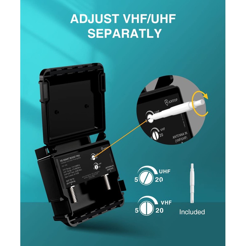 ANTOP Amplifier for TV Antenna, Digital Antenna Booster Signal Preamplifier,