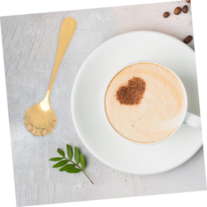 KICHOUSE -Plated Sugar Shell Spoons 4pcs Stainless Steel Spoons for