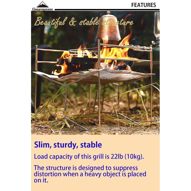 CAMPINGMOON Portable Mesh Fire Pit with Cooking Grate (L 16.5''