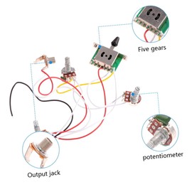 Vaguelly 2pcs Guitar Wiring Kit for Electric Guitar Circuit Assembly Five-Speed Socket Components for Easy to Install