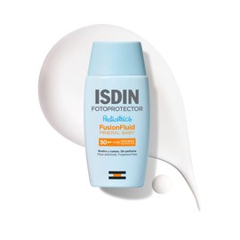 ISDIN fotoprotector fusion fluid mineral baby pediatrics spf 50, protector solar facial 100% mineral para la piel del nino y bebe, 50ml