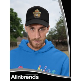 ALLNTRENDS Smokey Bear Trucker Hat Embroidered Adult Cotton U.S. Forest Service Cap Adjustable Mesh Back (Maroon)