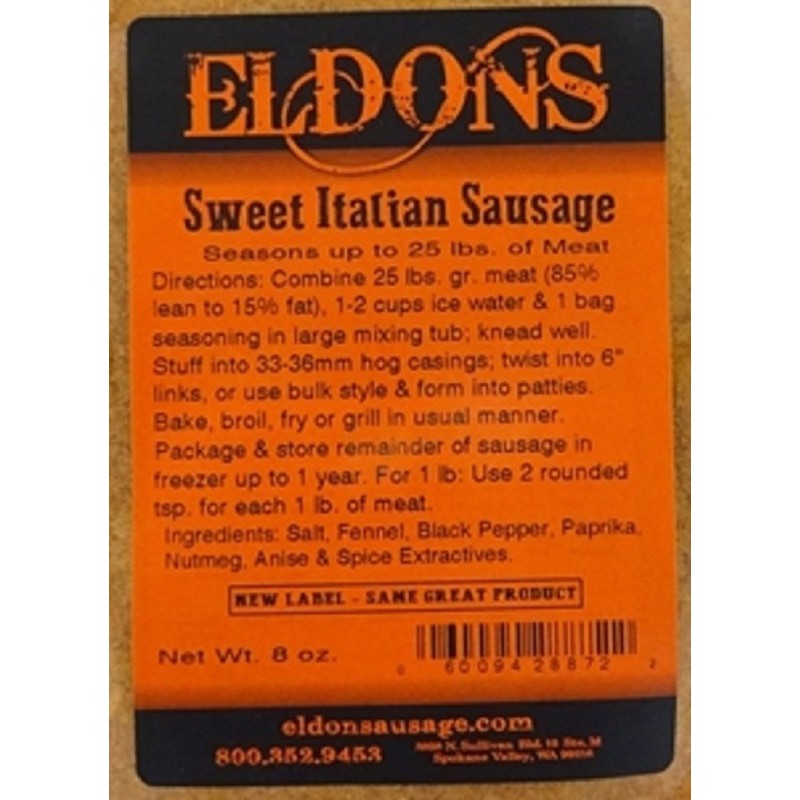 Mild Sweet Italian Fresh Sausage Seasoning Seasons 25 Lbs. #887