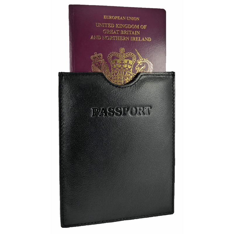 Travel Passport Holder Sleeve Protector Cover Wallet Real Leather RFID