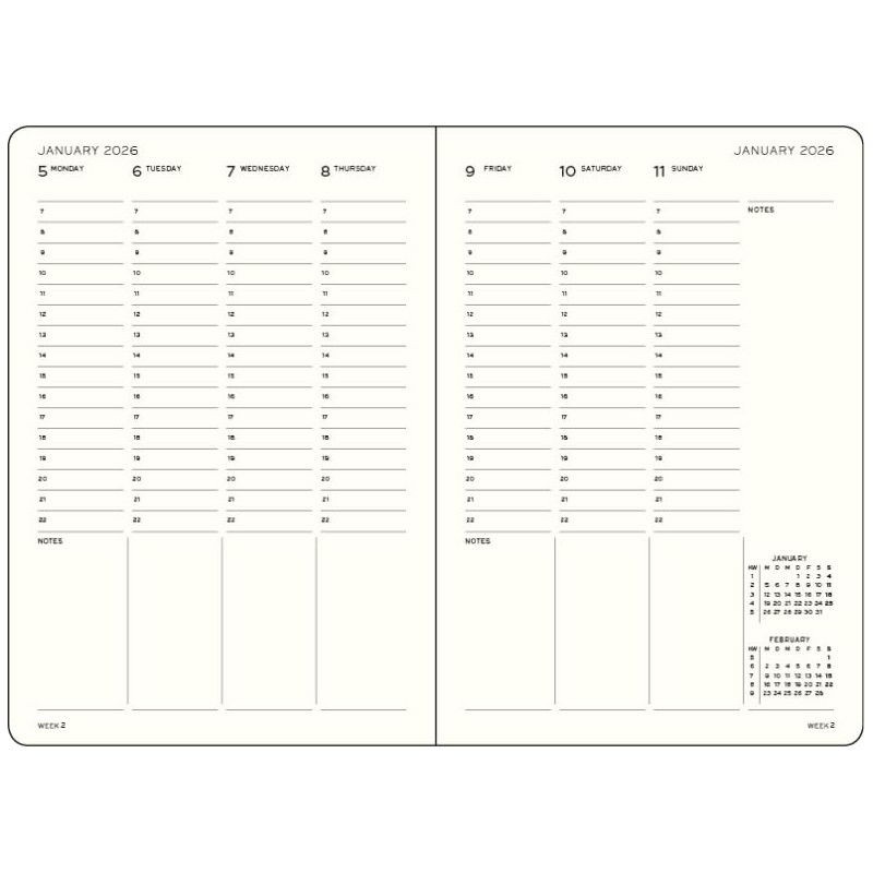 LEUCHTTURM1917 372759 Weekly Planner Medium (A5) 2026, Black, English