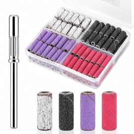 Mini bandas de lijado para taladro de uñas, 100 unidades, 4 colores, 80, 120, 180, 240, lima de grano fino grueso, banda de lijado pequeña con juego d