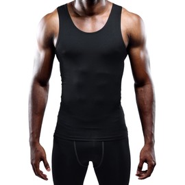NELEUS Men's Athletic 3 Pack Compression Under Base Layer Sport Tank Top,Black,3XL