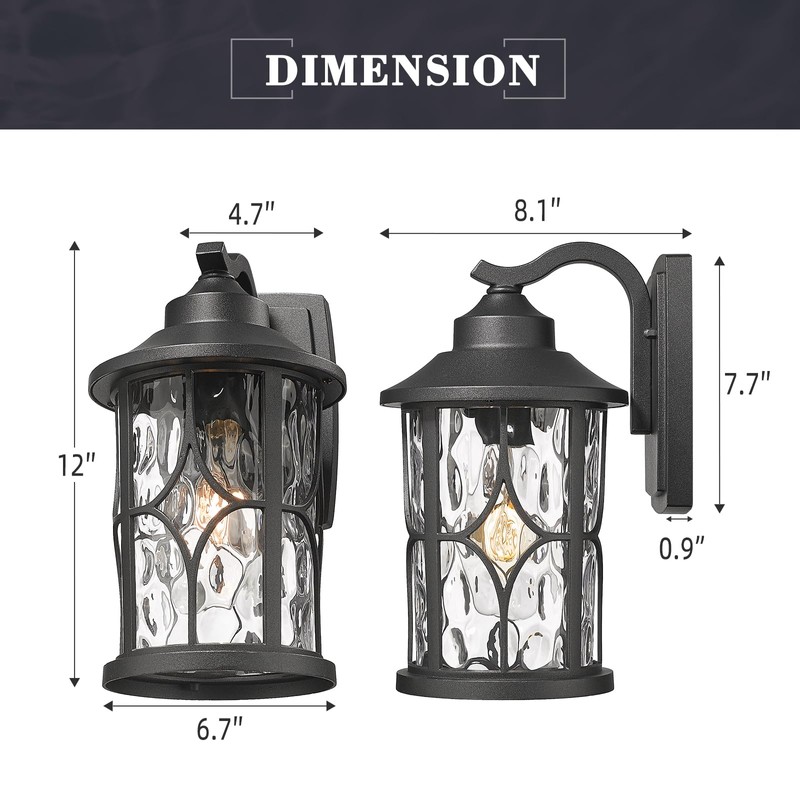 zeyu 2 Pack Patio Wall Light Fixture, 12 Inch Outdoor