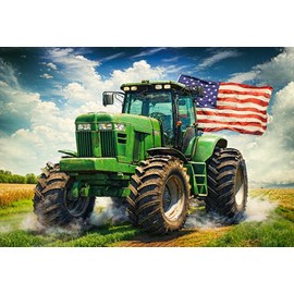 Kate American Flag Backdrops Independence Day Photography Backdrop Tractor Stars and Stripes Background, 7x5ft