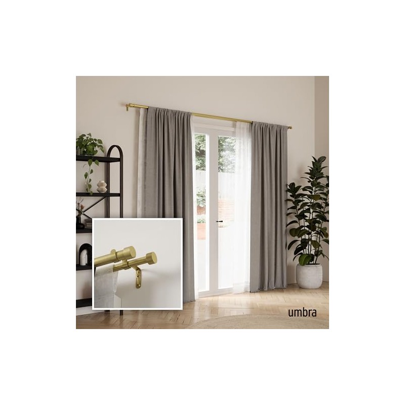 Umbra | Barra Doble para Cortinas Cappa, Dorado, Extensible 120-180