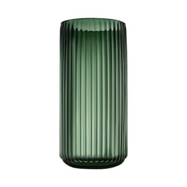 Dinyeo Large Cylinder Ribbed Green Glass Flower Vase for Farmhouse Dining Table Centerpieces Decor