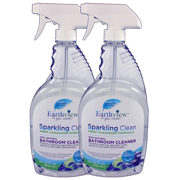 Earthview Bathroom Cleaner, Fragrance Free, 2 pk/ 32 oz- Designed for Environmental Sensitivities (MCS, EI, MI)