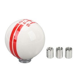 6 Speed Car Racing Gear Shift Knob for Shelby GT500 Style Round Ball Shift Knob with 3 Adapters for Manual Vehicle White Red