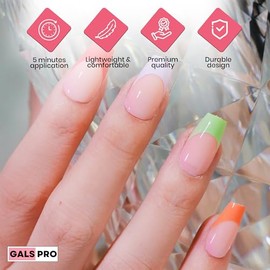 GALS PRO Uñas Postizas Galspro Medium Press On - Set De 24 Uñas Con Diseños En 12 Tamaños Diferentes Para Un Ajuste Perfecto. Incluye Pegamento Para U