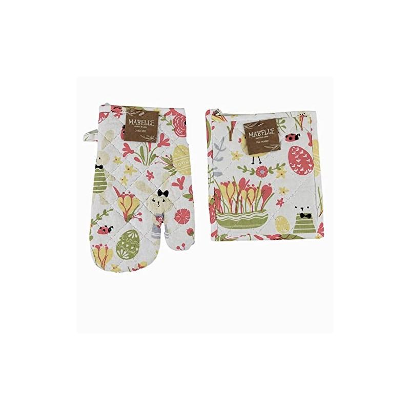 Easter Spring Kitchen Dish Towels Pot Holder Oven Mitt Set,