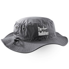 Purple Print House The Rodfather Cargo Bucket Hat for Men Funny Fishing Fisherman Fish Gift for Dad Grandad, One Size, Natural Stone