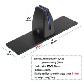 Jhanw Sneeze Guard Support Clamp for 1/8" To 1" Thick Panel, 2-Pack Heavy Duty Aluminum Partition Clamp for Room Divider, Desk Partition, Privacy Panel, Acrylic Panels Or Plexiglass Shield(Black)