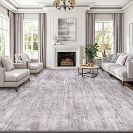 LUMI 5x8 Washable Area Rug for Living Room, Ultra Soft Modern Neutral Grey Rugs Non Slip with Rubber Backing, Low Profile, High Traffic, Stain Resistant Carpets, Ideal for Bedroom, Dining Room