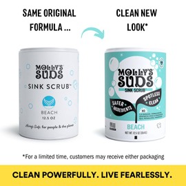 Molly's Suds Sink and All Purpose SCRUB | Gently Removes Stains, Scrubs Away Grease & Gime, Buffs out Scratches | Plant and Mineral Based | 2 Pack, Citrus Scent